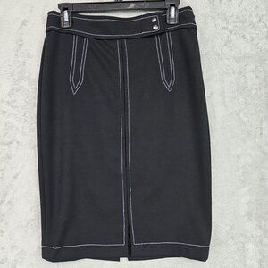 Banana Republic Pencil Skirt Womens Size 2 Black Front & Back Slit Business